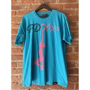 Vintage Destroy Men's Size‎ L Stripper PD XXX Shirt Teal Pink